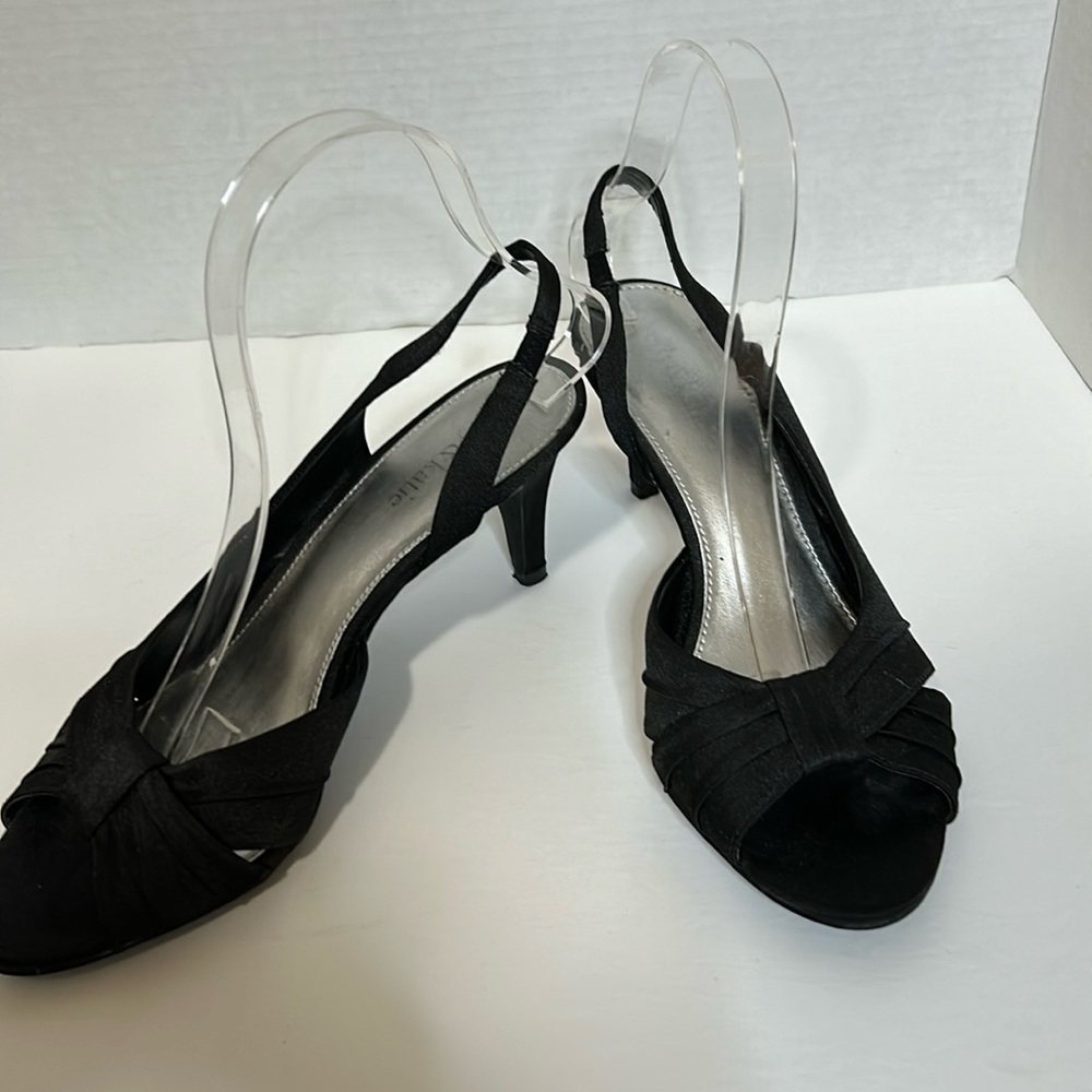 Kelly & Katie Black Satin Sandals